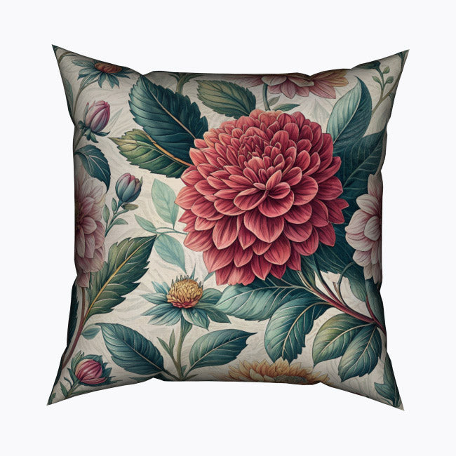 Utomhuskudde - Dahlia röd rosa